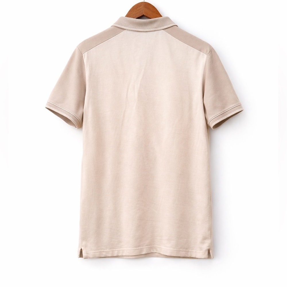 Club Monaco Polo Shirt Mens Medium Cream Beige Contrast Collar Stretch - Picture 2 of 9